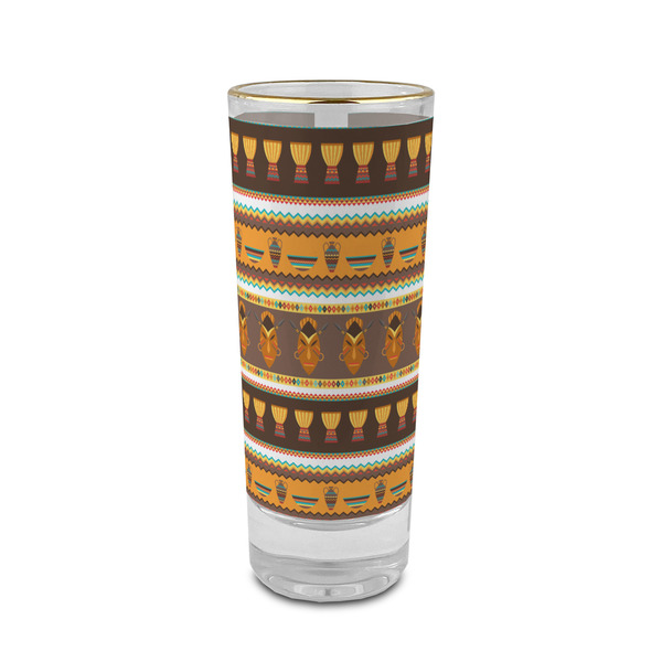 Custom African Masks 2 oz Shot Glass - Glass with Gold Rim