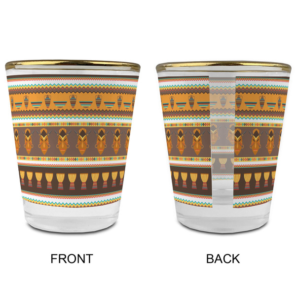 African Masks Glass Shot Glass - with gold rim - APPROVAL