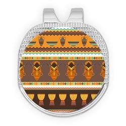 African Masks Golf Ball Marker - Hat Clip - Silver