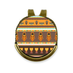 African Masks Golf Ball Marker - Hat Clip - Gold