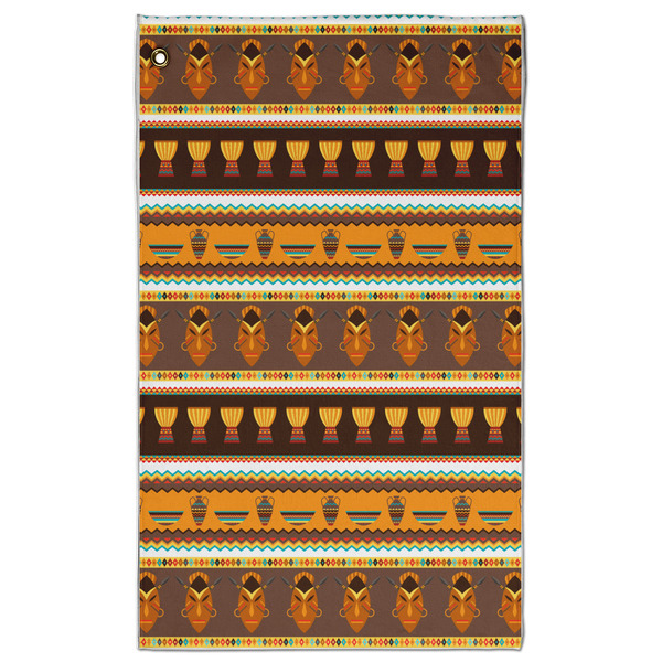 Custom African Masks Golf Towel - Poly-Cotton Blend