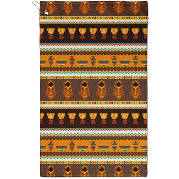 Custom African Masks Golf Towel - Poly-Cotton Blend - Small
