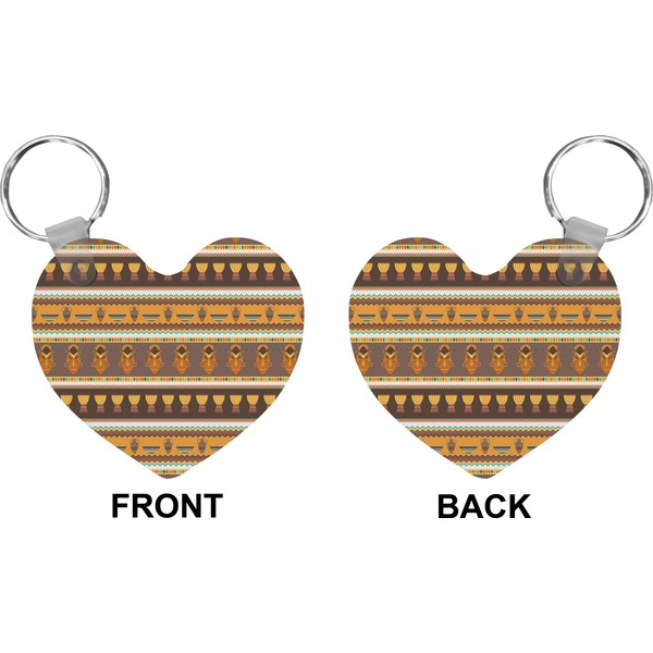 African Masks Heart Keychain (Front + Back)