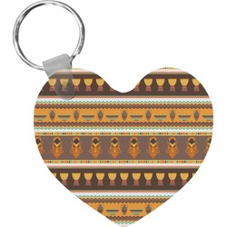 African Masks Heart Plastic Keychain