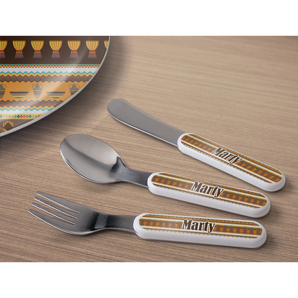 African Masks Kids Flatware w/ Plate