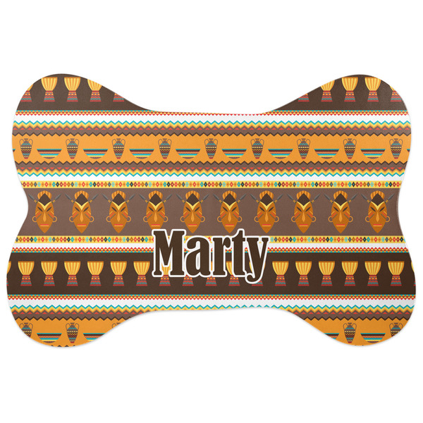 Custom African Masks Bone Shaped Dog Food Mat