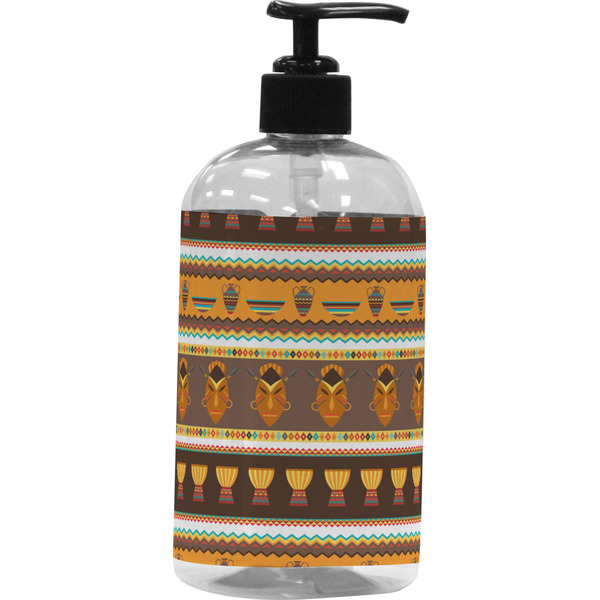 Custom African Masks Plastic Soap / Lotion Dispenser (16 oz - Large - Black)