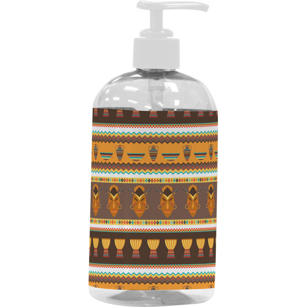 Custom African Masks Plastic Soap / Lotion Dispenser (16 oz - Large - White)