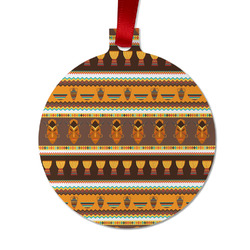 African Masks Metal Ball Ornament - Double Sided