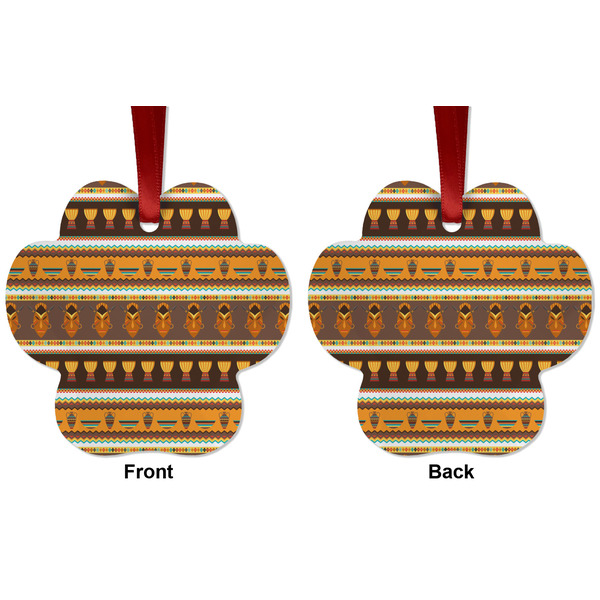African Masks Metal Paw Ornament - Front and Back