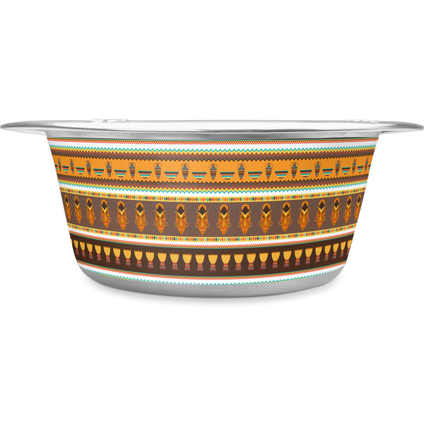 Custom African Masks Stainless Steel Dog Bowl - Large