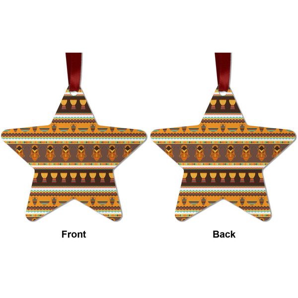 African Masks Metal Star Ornament - Front and Back