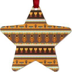 African Masks Metal Star Ornament - Double Sided