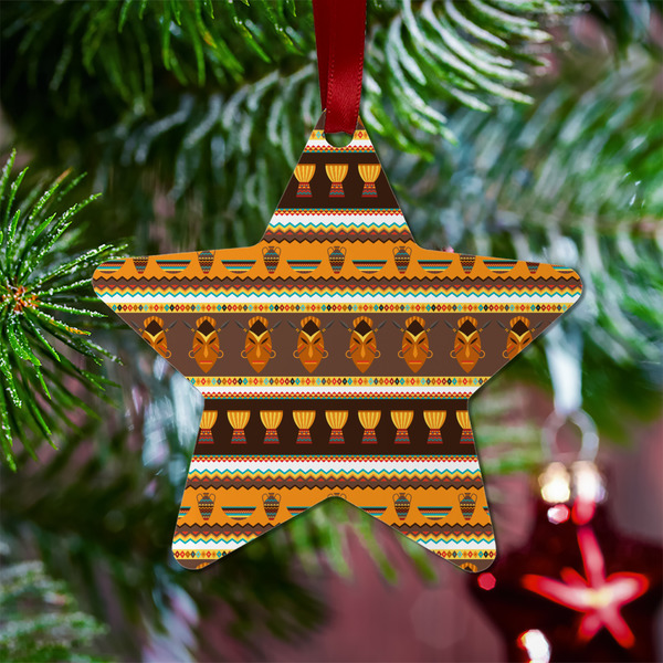 African Masks Metal Star Ornament - Lifestyle