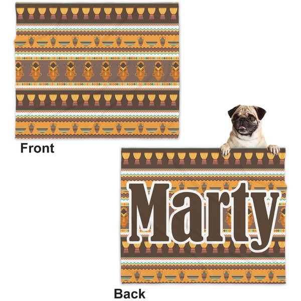 African Masks Microfleece Dog Blanket - Large- Front & Back