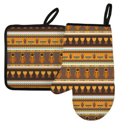 African Masks Left Oven Mitt & Pot Holder Set