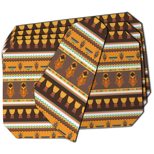Custom African Masks Dining Table Mat - Octagon - Set of 4 (Double-SIded)