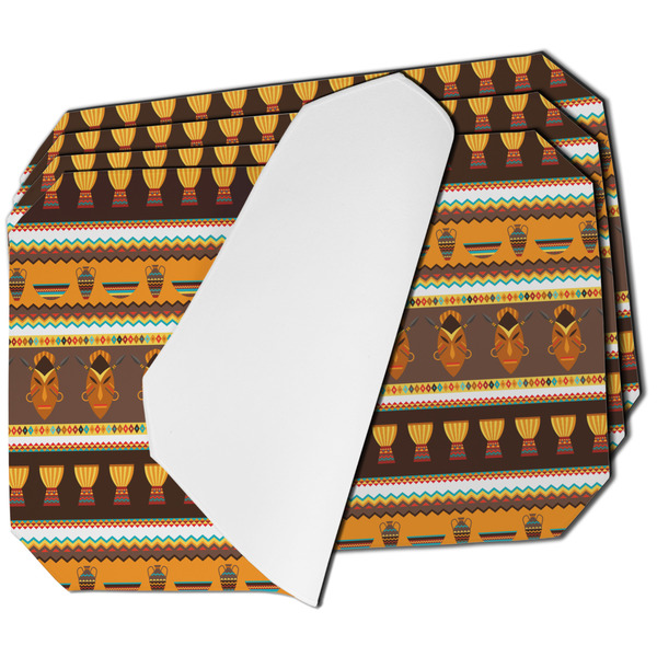 Custom African Masks Dining Table Mat - Octagon - Set of 4 (Single-Sided)