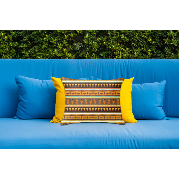 African Masks Outdoor Throw Pillow  - LIFESTYLE (Rectangular - 20x14)