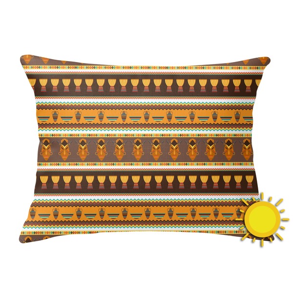 Custom African Masks Outdoor Throw Pillow (Rectangular)
