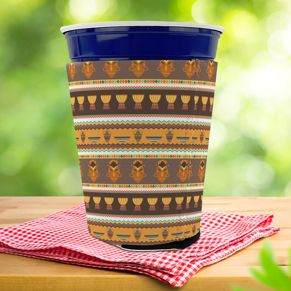 African Masks Party Cup Sleeves - with bottom - Lifestyle