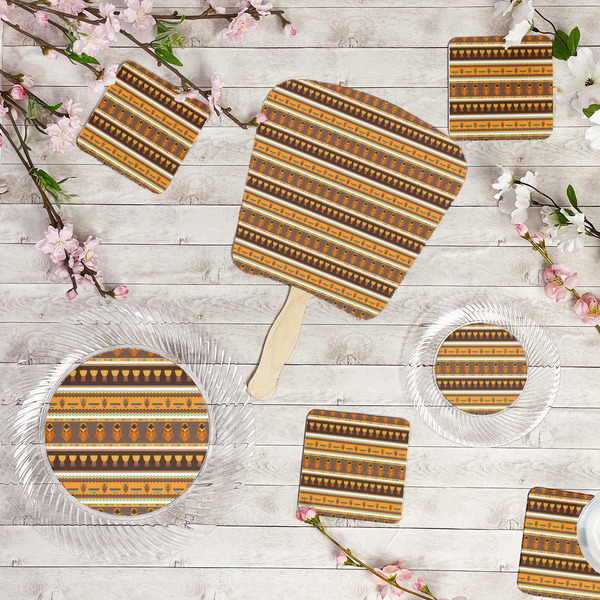 African Masks Party Supplies Combination Image - All items - Plates, Coasters, Fans