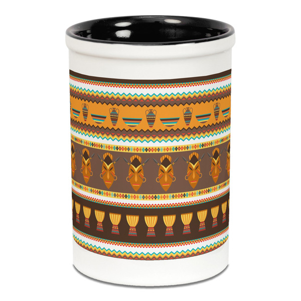 African Masks Pencil Holder - Black