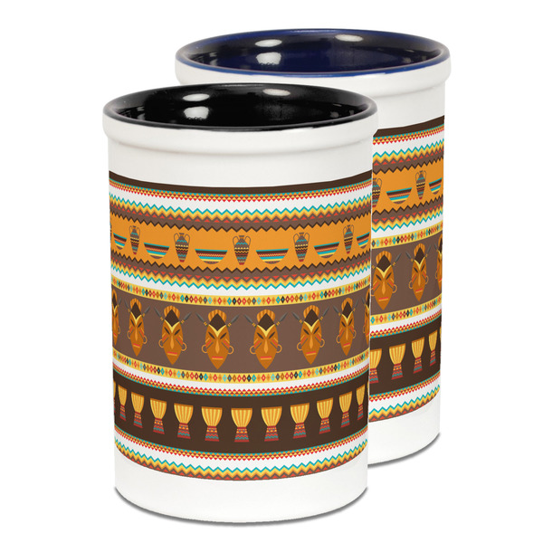 Custom African Masks Ceramic Pencil Holder - Large