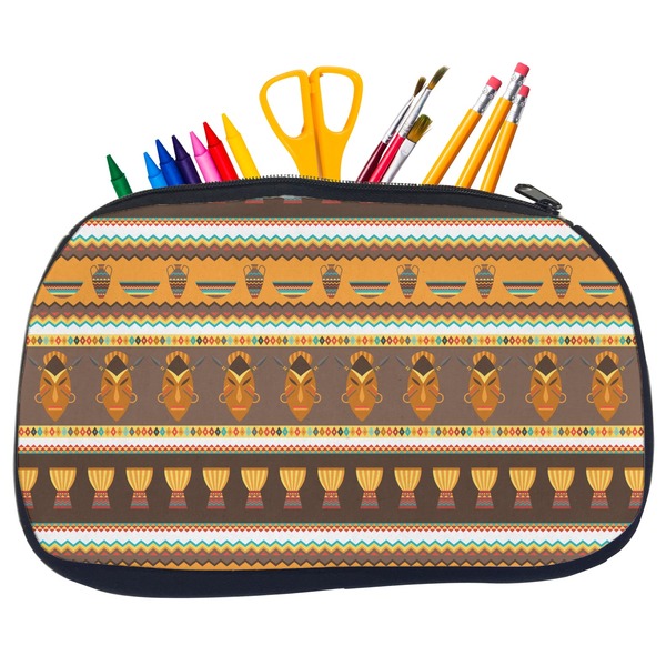 Custom African Masks Neoprene Pencil Case - Medium