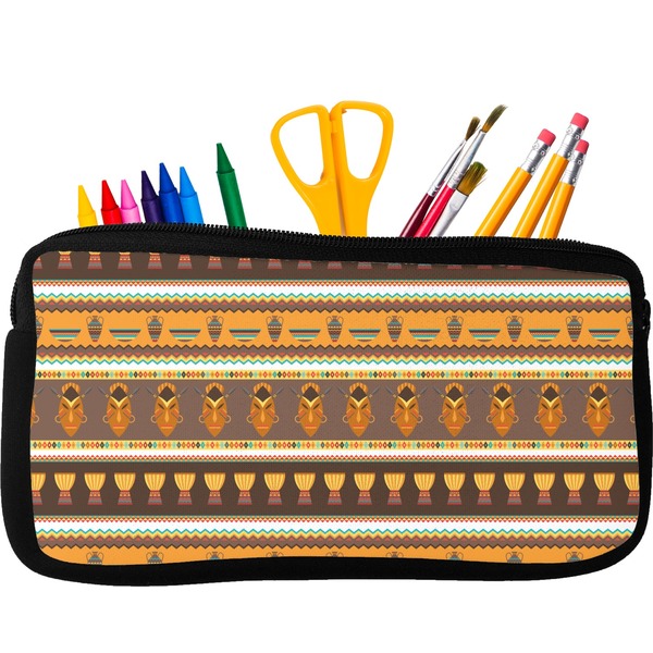 Custom African Masks Neoprene Pencil Case