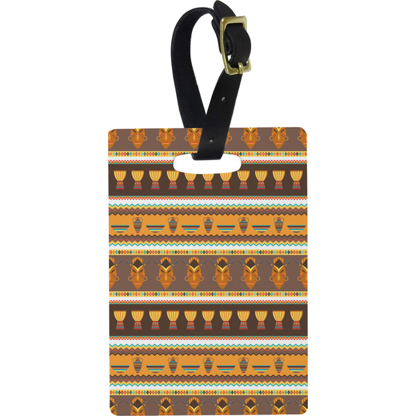 Custom African Masks Plastic Luggage Tag - Rectangular