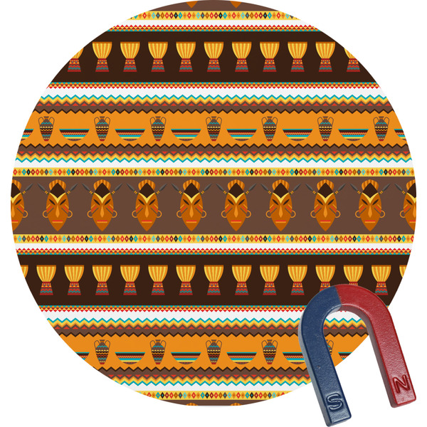 Custom African Masks Round Fridge Magnet