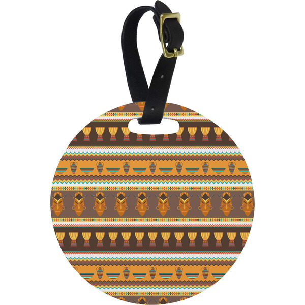 Custom African Masks Plastic Luggage Tag - Round
