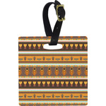 African Masks Plastic Luggage Tag - Square