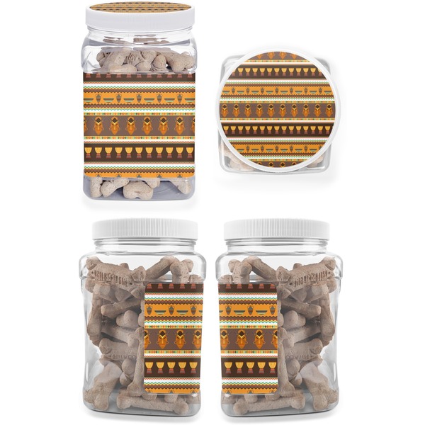 African Masks Pet Treat Jar - Multiple Angles