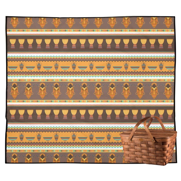 Custom African Masks Outdoor Picnic Blanket
