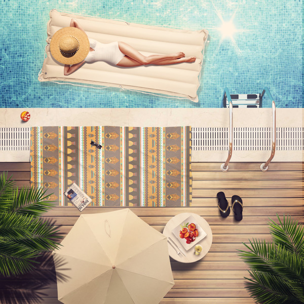 African Masks Pool Towel Lifestyle