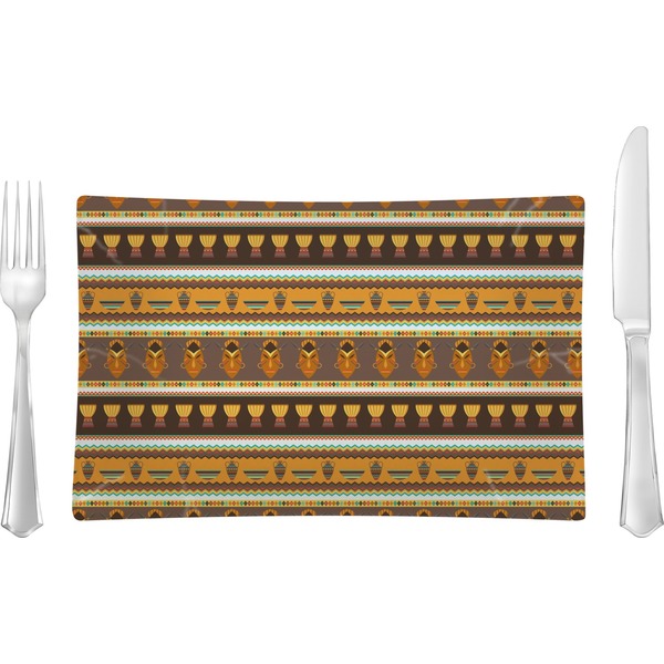 Custom African Masks Rectangular Glass Lunch / Dinner Plate - Single or Set