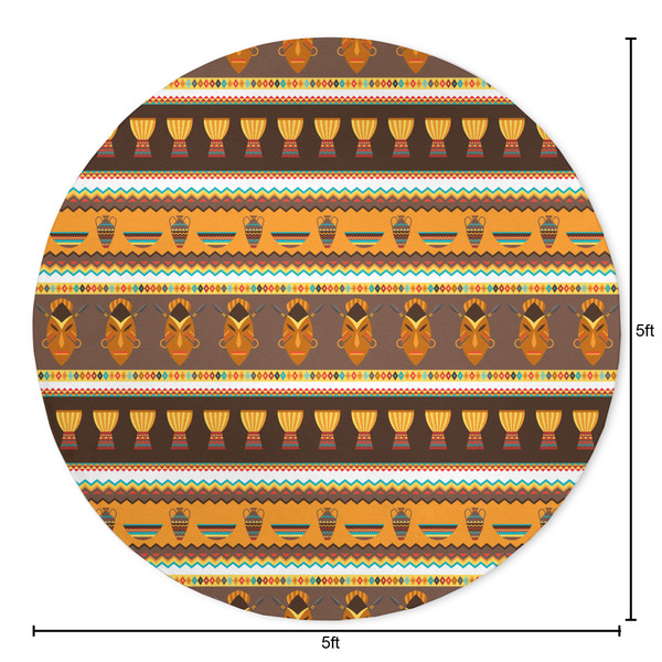 African Masks Round Area Rug - Size