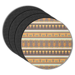 African Masks Round Rubber Backed Coasters - Set of 4