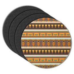 African Masks Round Rubber Backed Coasters - Set of 4
