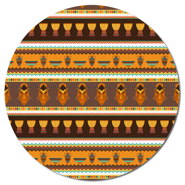 African Masks Round Fridge Magnet - FRONT
