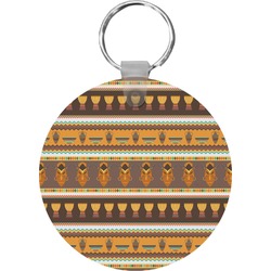 African Masks Round Plastic Keychain