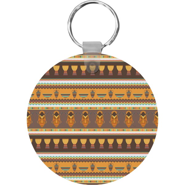 Custom African Masks Round Plastic Keychain