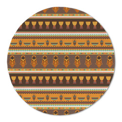African Masks Round Linen Placemat - Single Sided