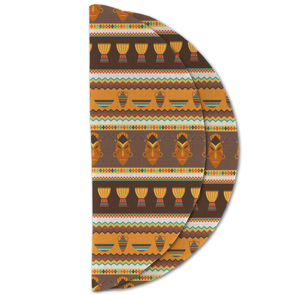 African Masks Round Linen Placemats - HALF FOLDED (double sided)