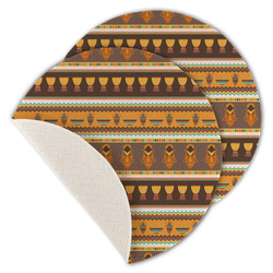 African Masks Round Linen Placemat - Single Sided - Set of 4
