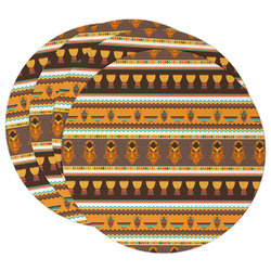 African Masks Round Paper Coasters