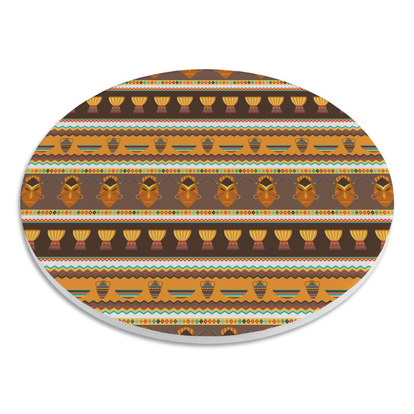 African Masks Round Stone Trivet - Angle View