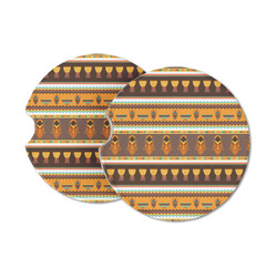 African Masks Sandstone Car Coasters - Set of 2